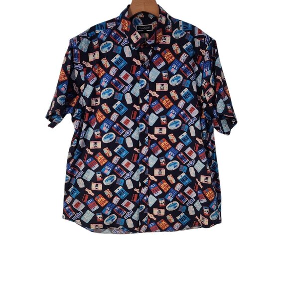 Club Room Shirt Travel Airports Vacation Hawaiian Button Sz Large Colorful - Picture 1 of 15